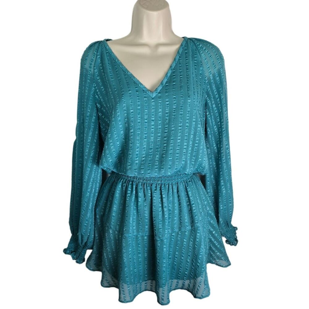 Rami Brook NY V Neck Mini Dress Size x xs Teal Nordstrom brand - Picture 1 of 7